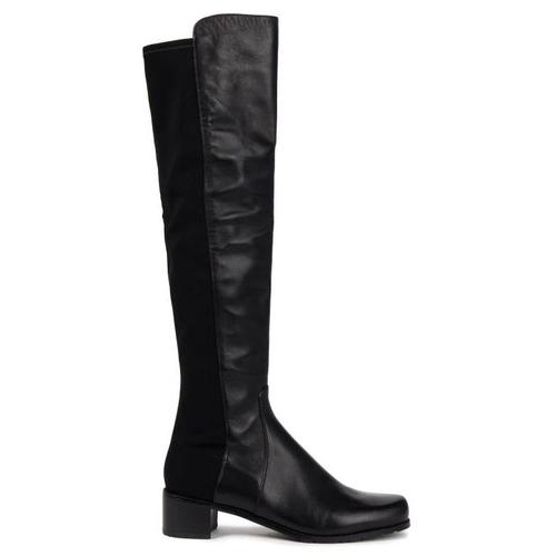 스튜어트 와이츠먼 여성 부츠 Black Stretch knit-paneled leather over-the-knee boots